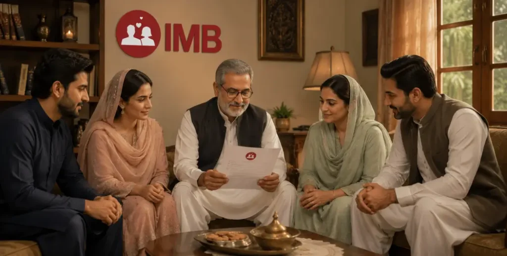 Pakistani family discussing rishta proposals through a personalized family-based matchmaking service