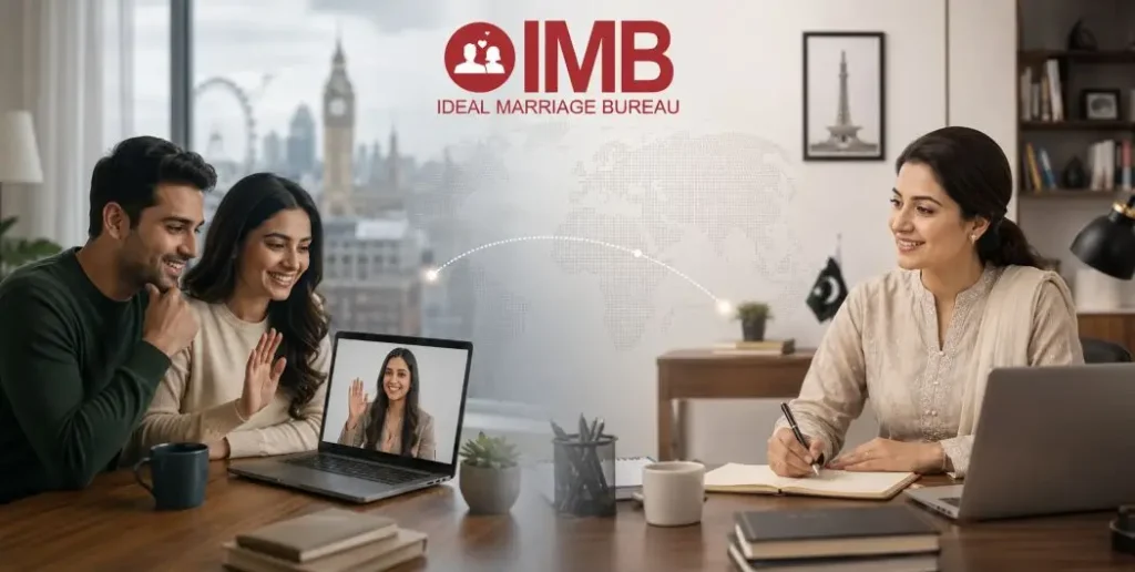 Overseas Pakistani family connecting with a trusted marriage bureau for verified rishta services