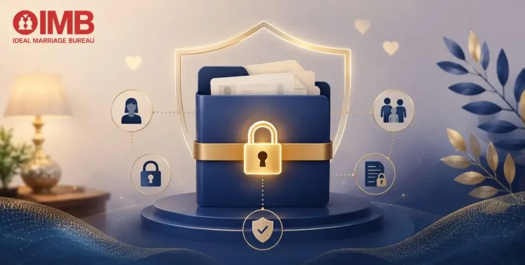 Privacy protection illustration for verified rishta and marriage bureau clients