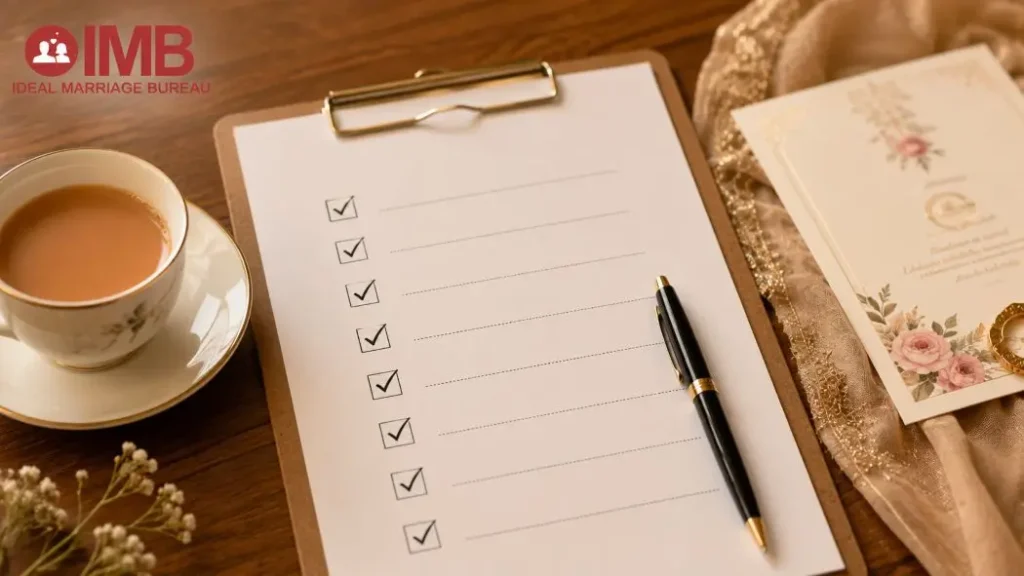 Printable checklist of questions before accepting a rishta proposal