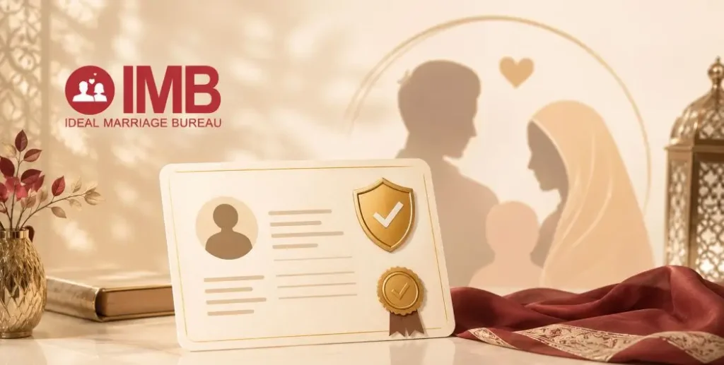 Verified rishta services process by Ideal Marriage Bureau showing identity verification and trust