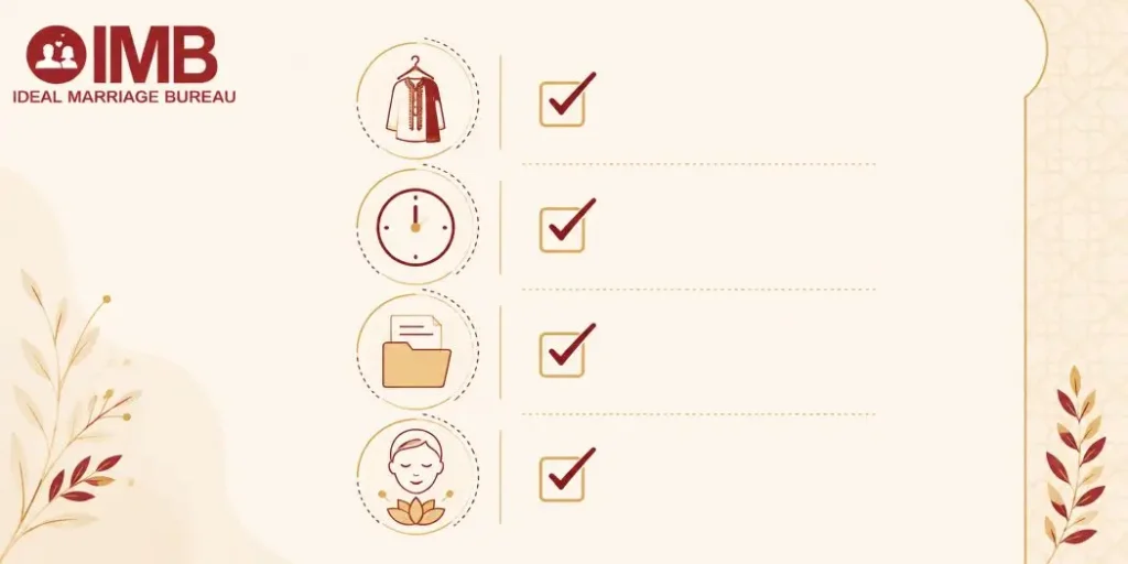 Rishta meeting checklist infographic covering dress code and preparation tips